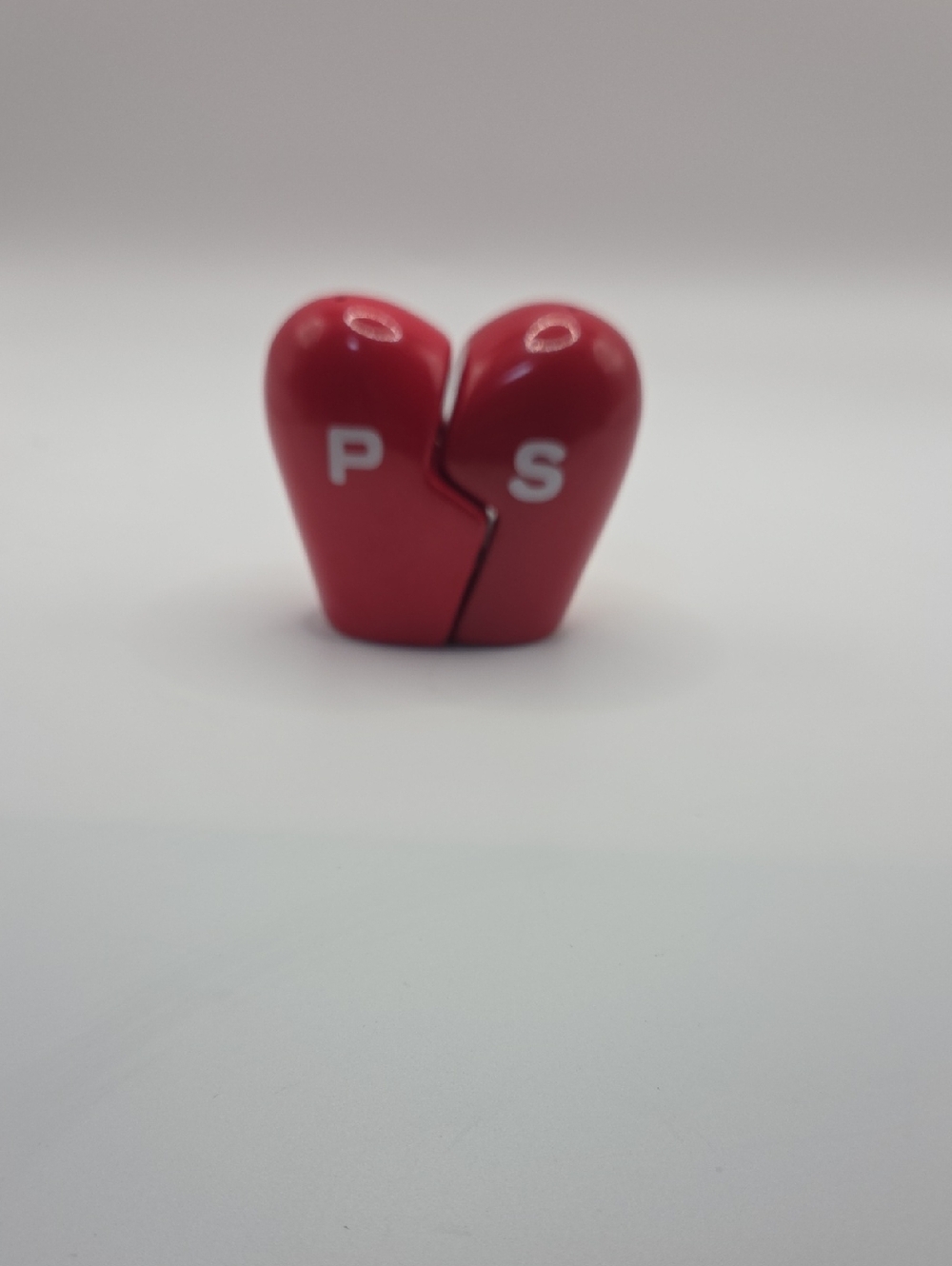 Red Ceramic Split Heart Salt and Pepper Shakers